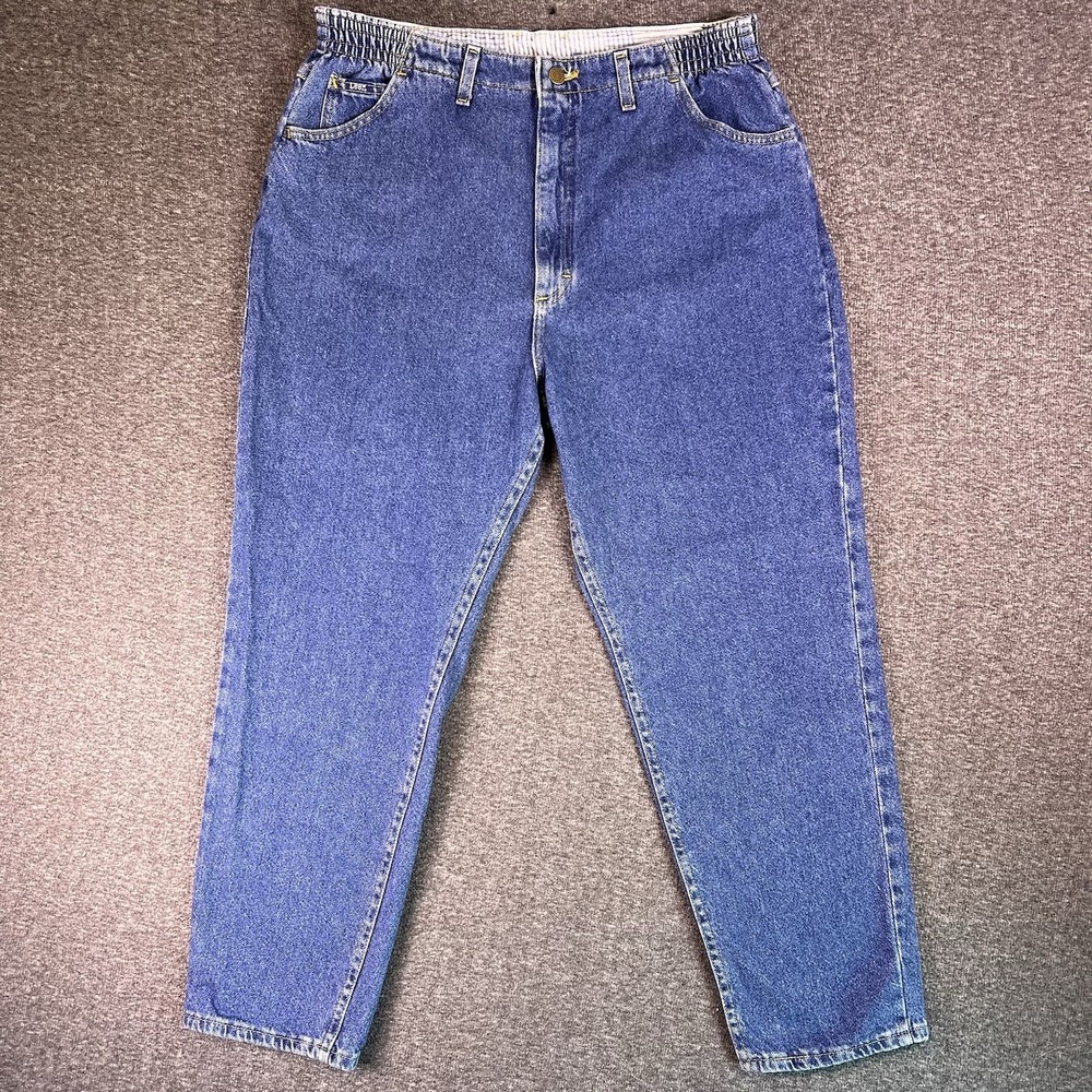 Vintage 90s‎ Lee Jeans Womens 18 PET Blue Medium Wash Bare Back Tapered 34.5x28